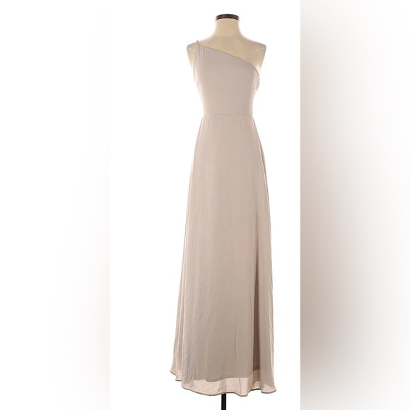 SHOW ME YOUR MUMU Large Shannon One Shoulder Bridal Cocktail Maxi Gown In Sand - Picture 1 of 15